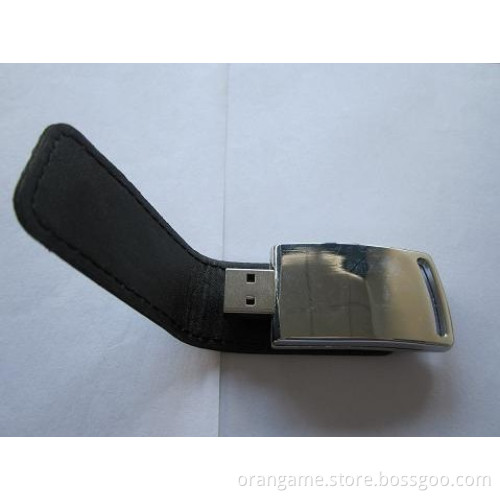 Wholesale USB 2.0/3.0 Enbossed Logo Black Leather USB Drive 1GB-32GB